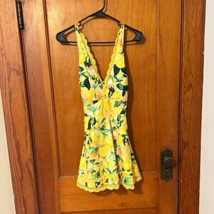 WORN ONCE | Torrid Floral Lace-Trimmed Swim Dress, Cross Strap Back